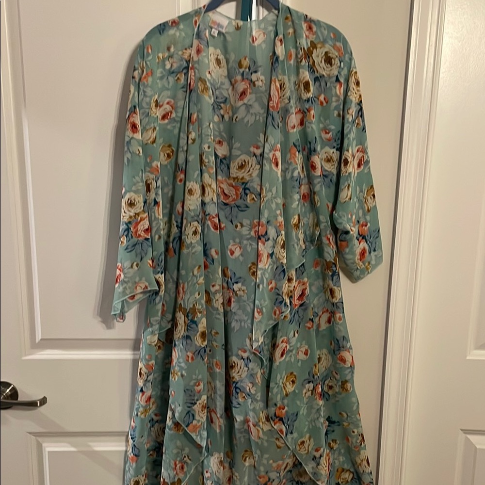 LuLaRoe Floral Women Sweater - Blue and Cream